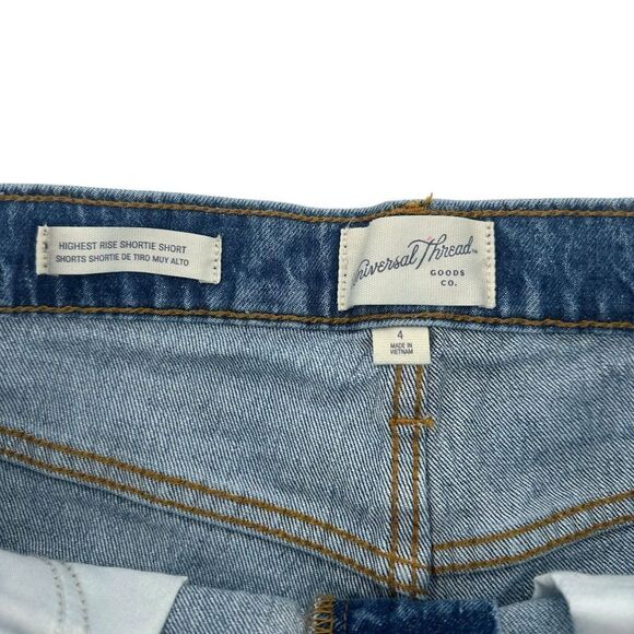Universal Thread Denim Shorts Highest Rise Shortie Shorts Size 4 Blue Cut Offs - Picture 5 of 7